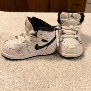 Jordan Kids White and Black High-Top Sneakers